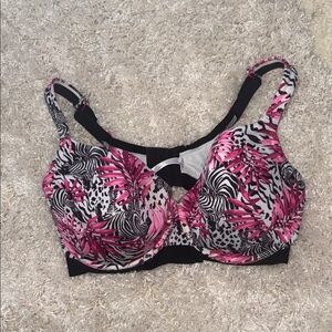 Cacique Pink and Black Animal Print Bra